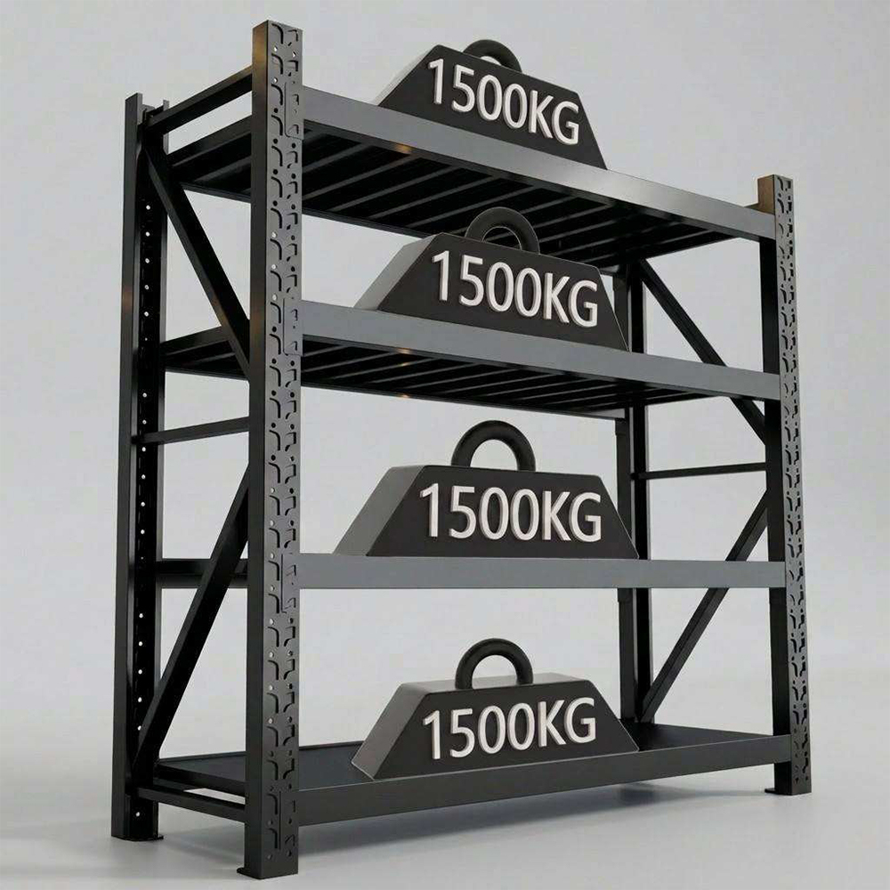 Wytrzymałe stalowe regały magazynowe o gramaturze 1500 kg / warstwa. Regały metalowe Wytrzymałe stalowe regały magazynowe o gramaturze 1500 kg / warstwa. Regały metalowe